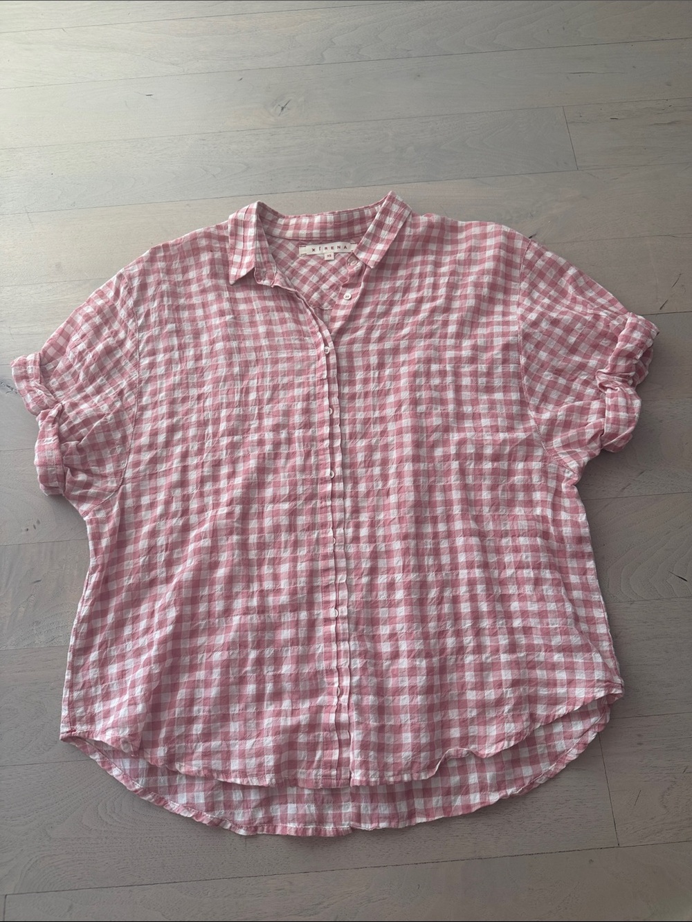 XiRENA Pink and White Gingham Shirt